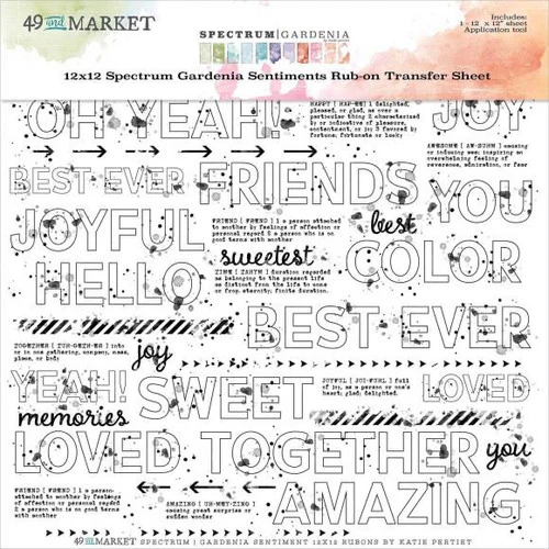 49 and Market Spectrum Gardenia Sentiments 12x12 Rub On Transfer Sheet - Image 2