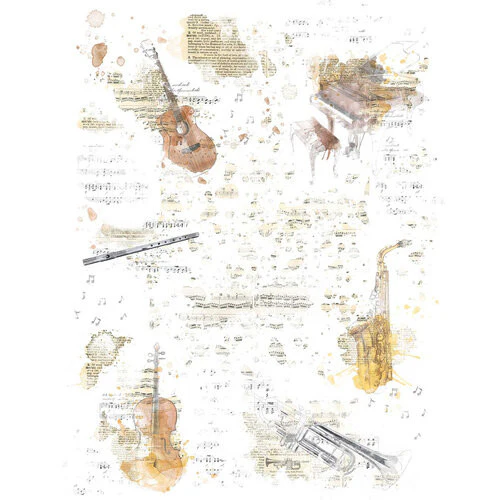 49 and Market Vintage Bits Collection - 6 x 8 Rub-On Transfers - Essential Music Blends - Image 2