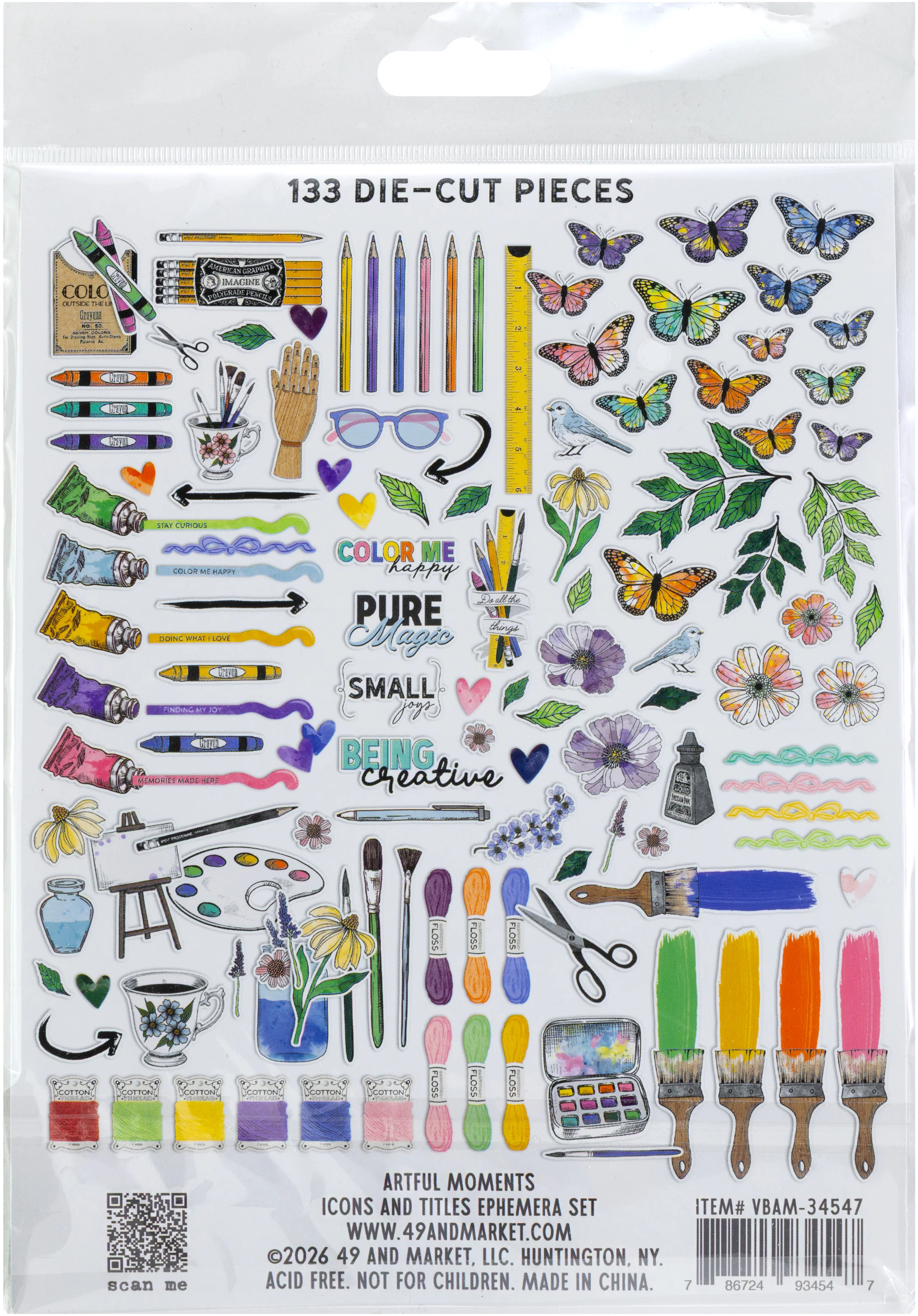 49 & Market Artful Moments Icons and Titles Ephemera Set - Image 3
