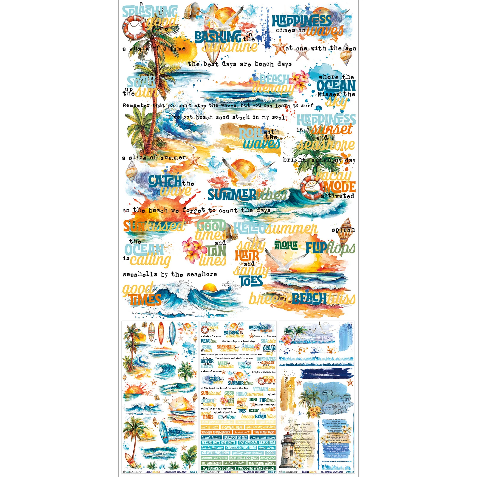49 & Market Beach Vibes Blendable 6 x 12 Rub-On Transfer Set - Image 3