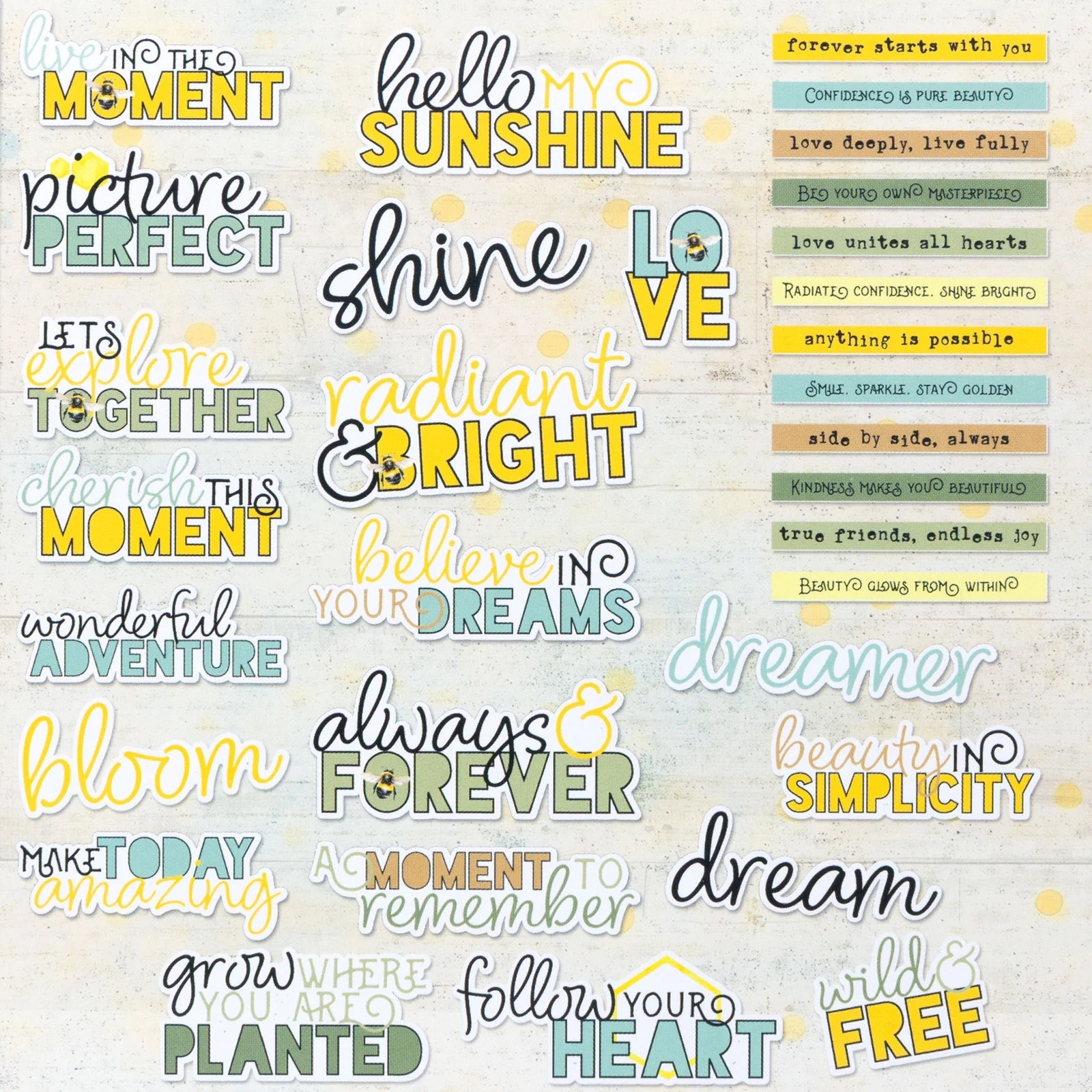 49 & Market Botanical Buzz Chipboard Words