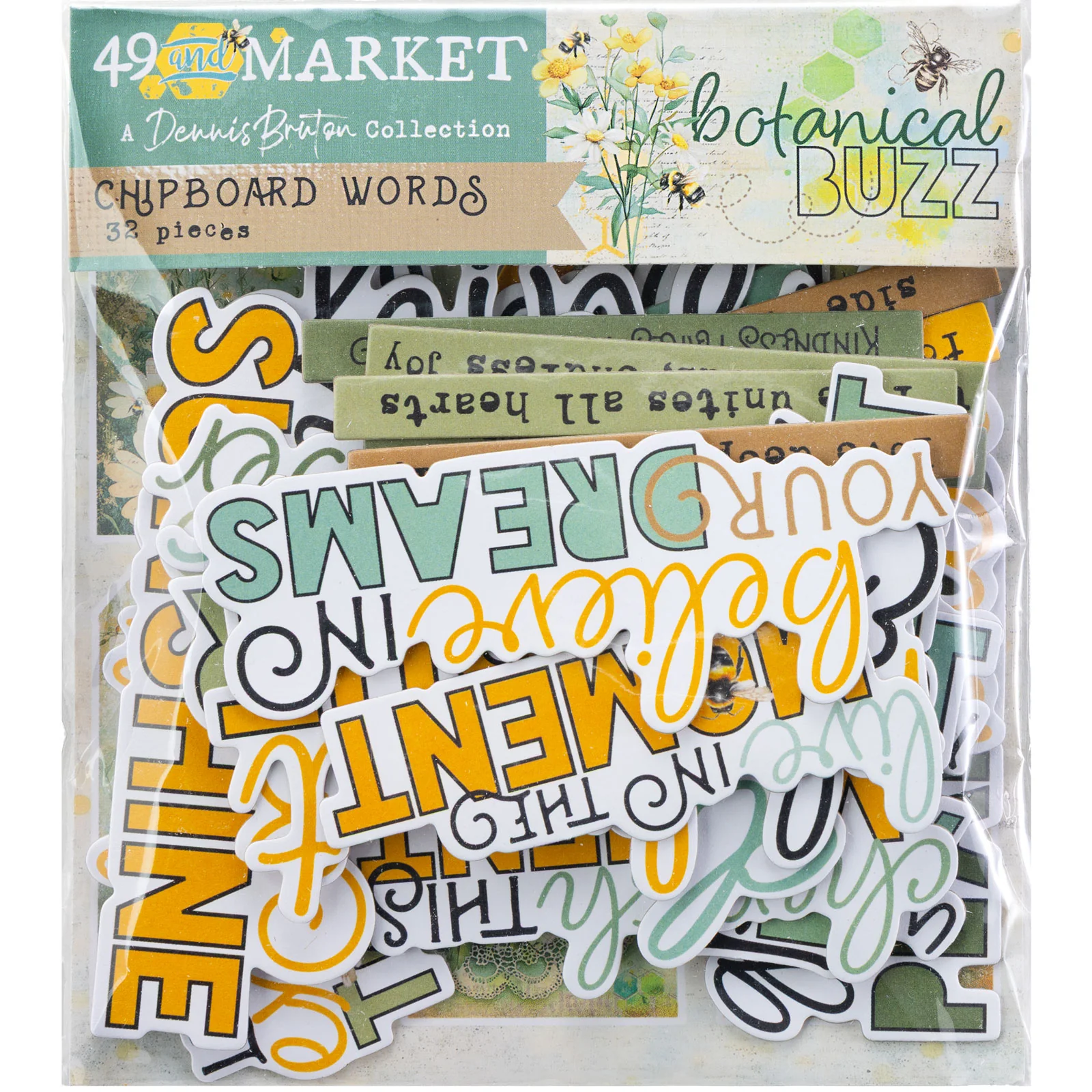 49 & Market Botanical Buzz Chipboard Words - Image 2