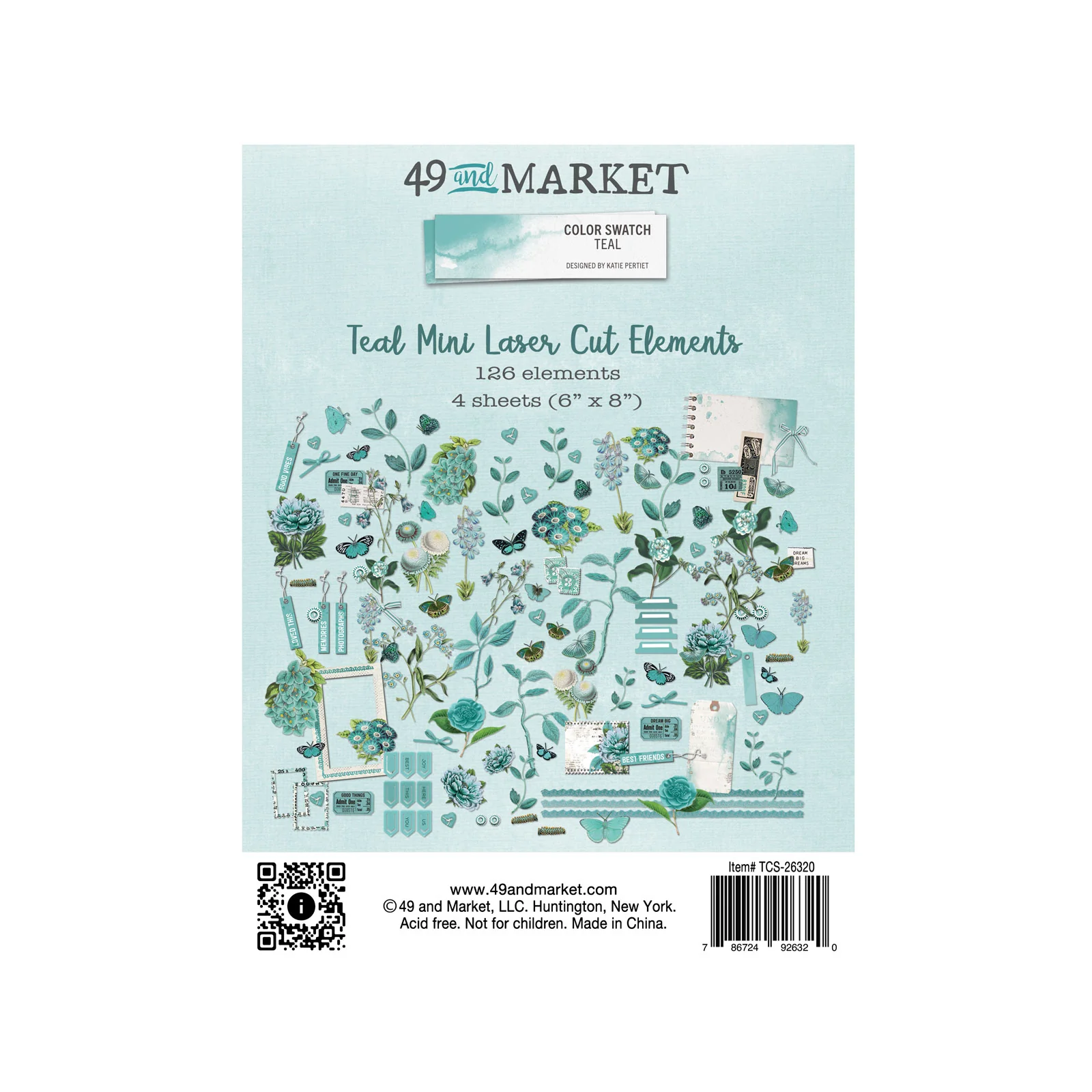 49 & Market Color Swatch Teal Mini Laser Cut Elements - Image 2