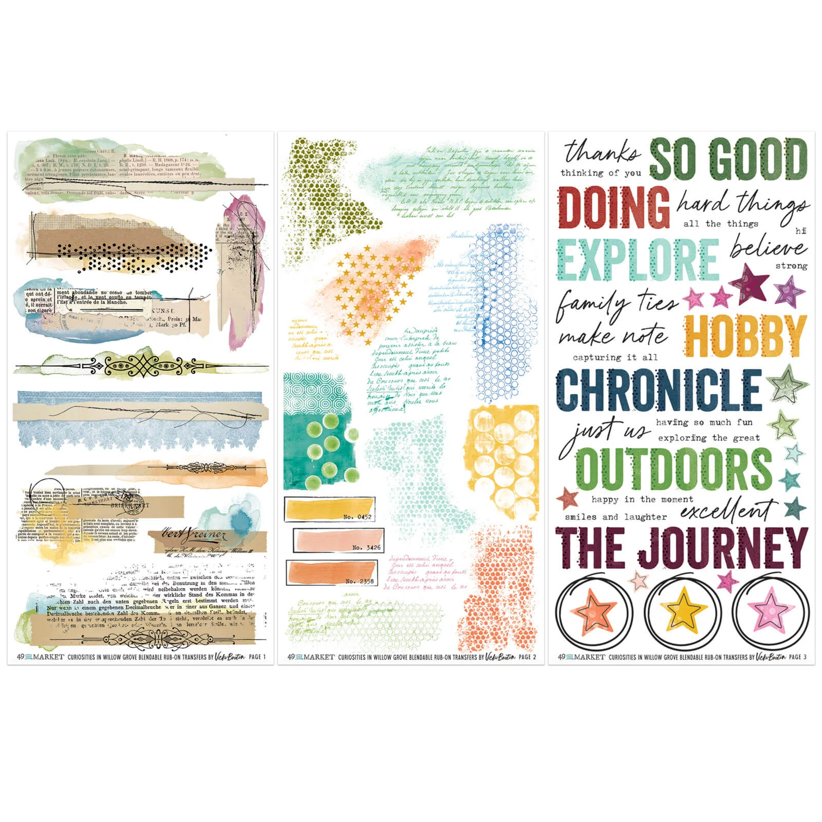 49 & Market Curiosities in Willow Grove Blendable 6 x 12 Rub-On Transfer Set