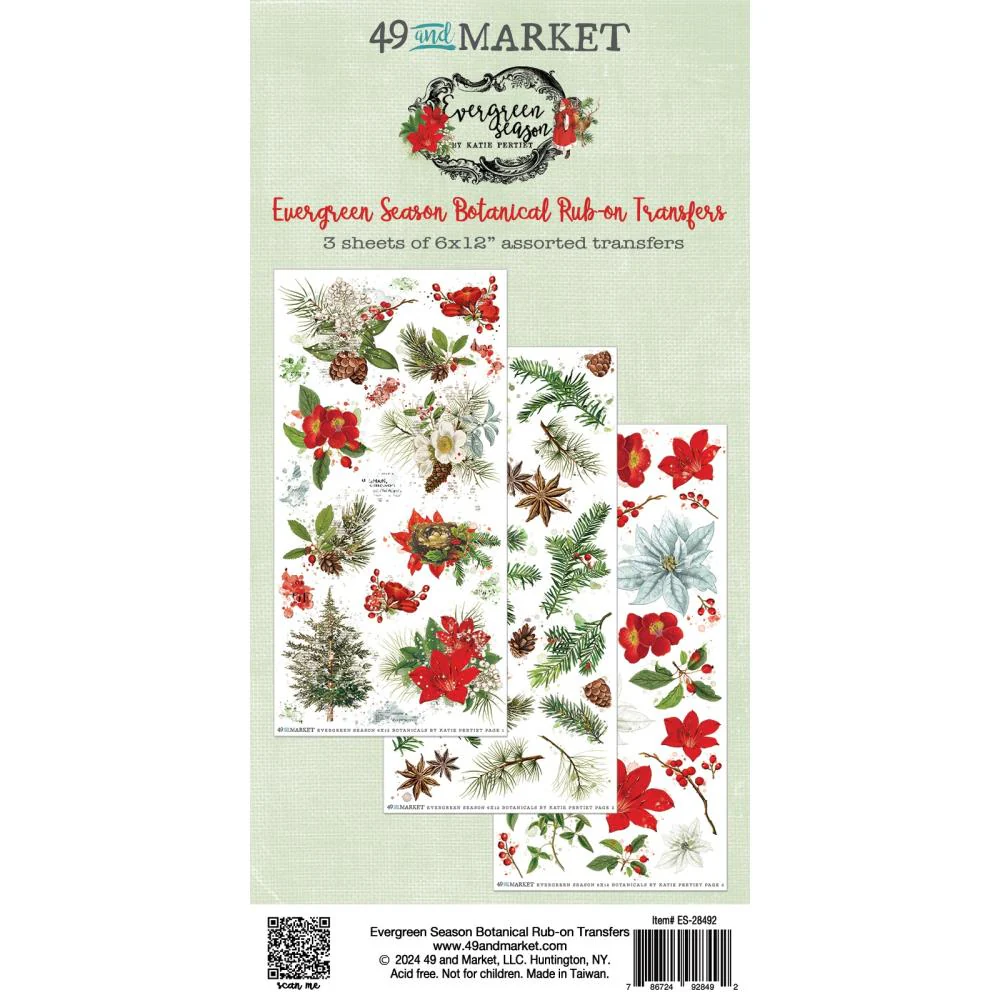 49 & Market Evergreen Season Botanical 6 x 12 Rub-On Transfer Set - Image 2