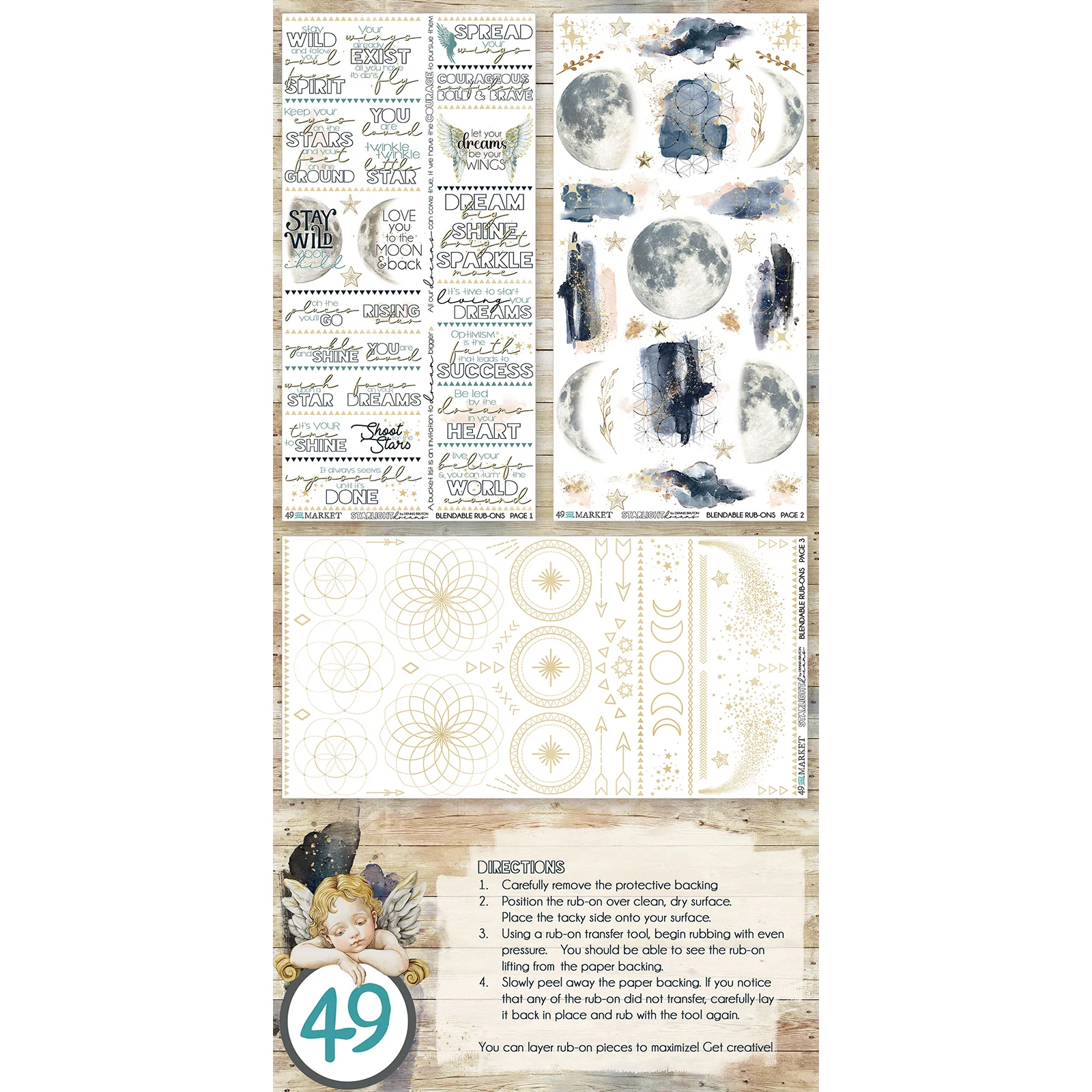 49 & Market Starlight Dreams Blendable 6 x 12 Rub-On Transfer Set - Image 3