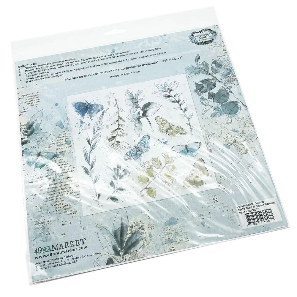 49 & Market Vintage Artistry Serenity - 12” x 12” Rub-On Transfer - Image 3