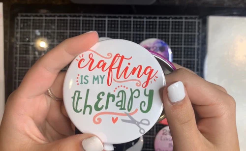 “Crafting Therapy” Pin-Back Button - Image 3
