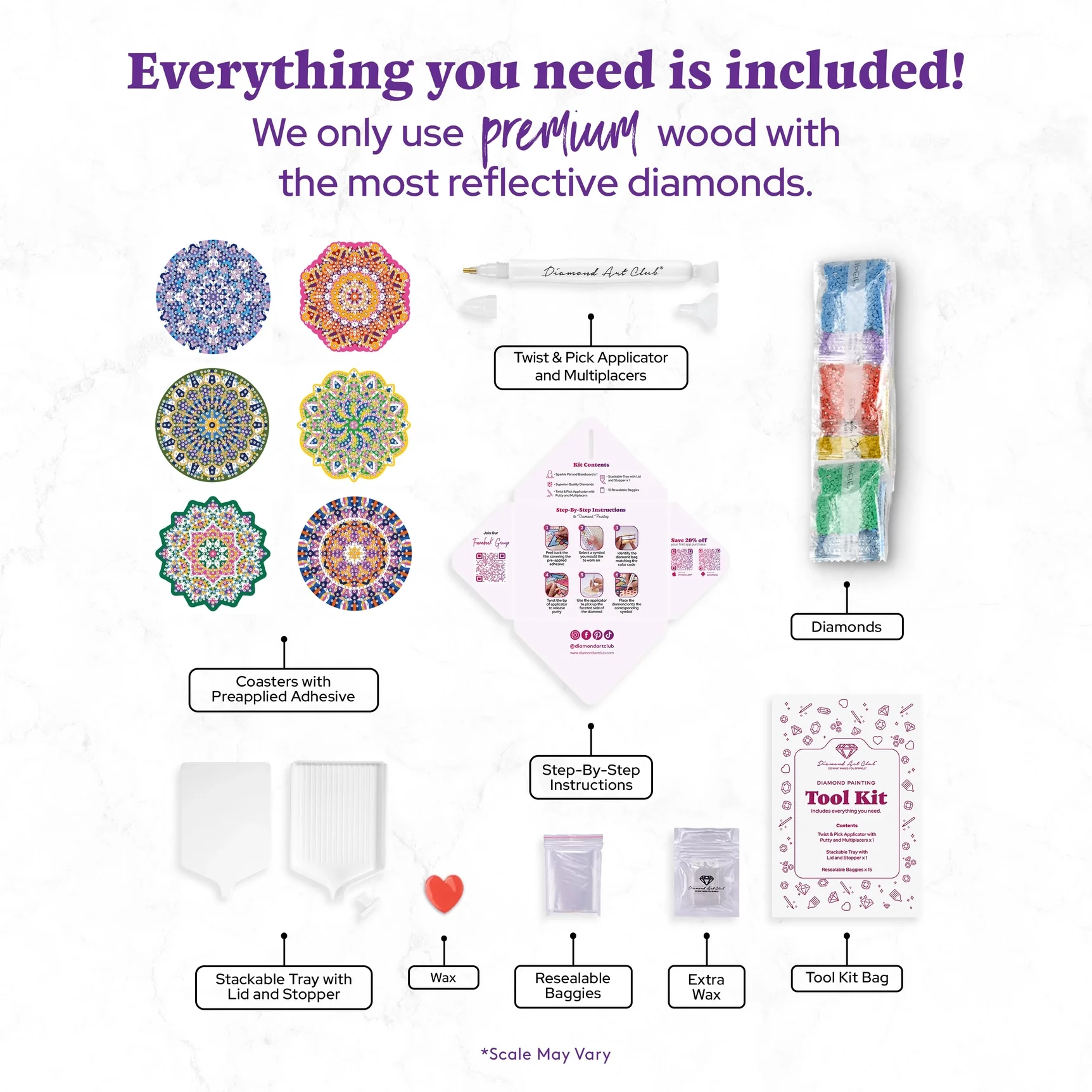 Diamond Art Club Coasters - Mandalas Harmony (6 Pk) - Image 2