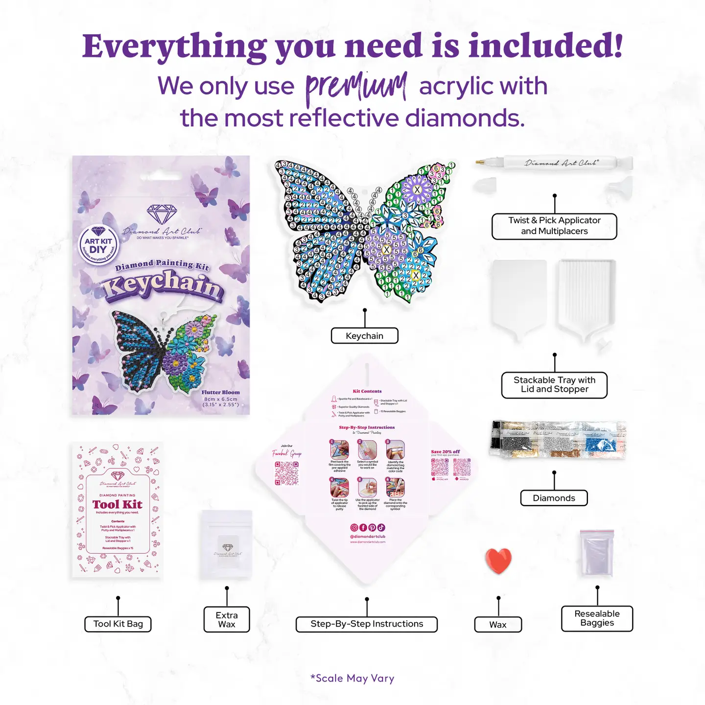 Diamond Art Club Keychain - Flutter Bloom - Image 3