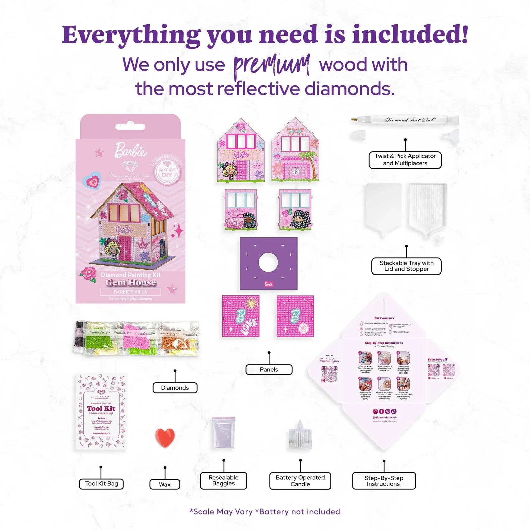 Diamond Art Club LED 3D Gem House - Barbie’s™ Villa - Image 3