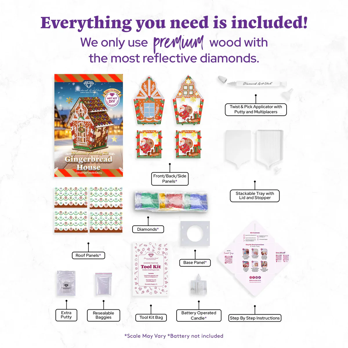 Diamond Art Club LED 3D Gingerbread House Santa - Image 3