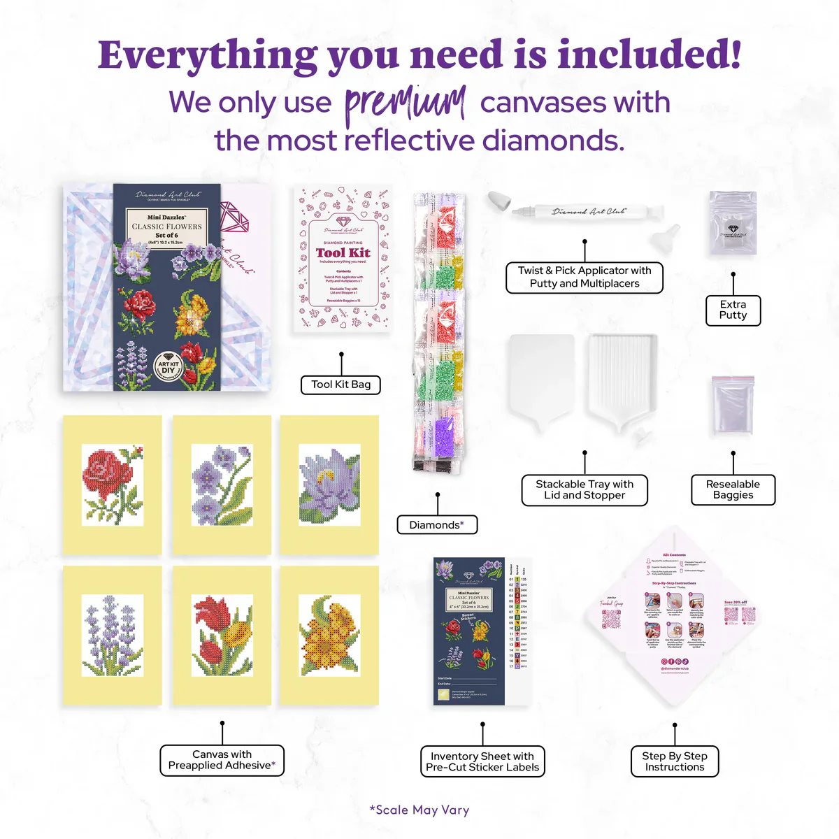Diamond Art Club Mini Dazzles™ - Classic Flowers (6 Pk) - Image 3