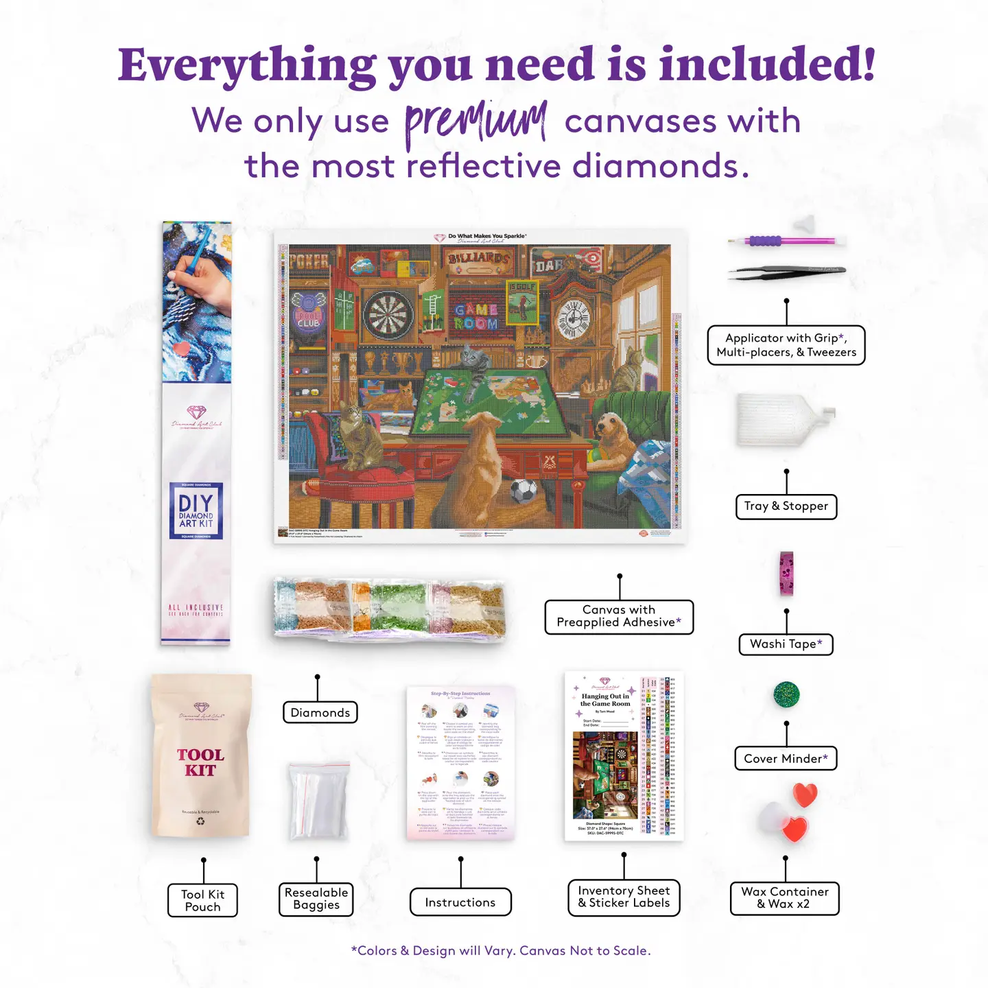 Diamond Art Club SQUARES Hanging Out in the Game Room - Image 3