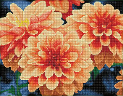 Diamond Dotz SQUARES Peach Dahlias - Image 3