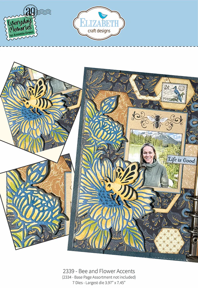 Elizabeth Craft Designs Bee and Flower Accents Metal Die Set