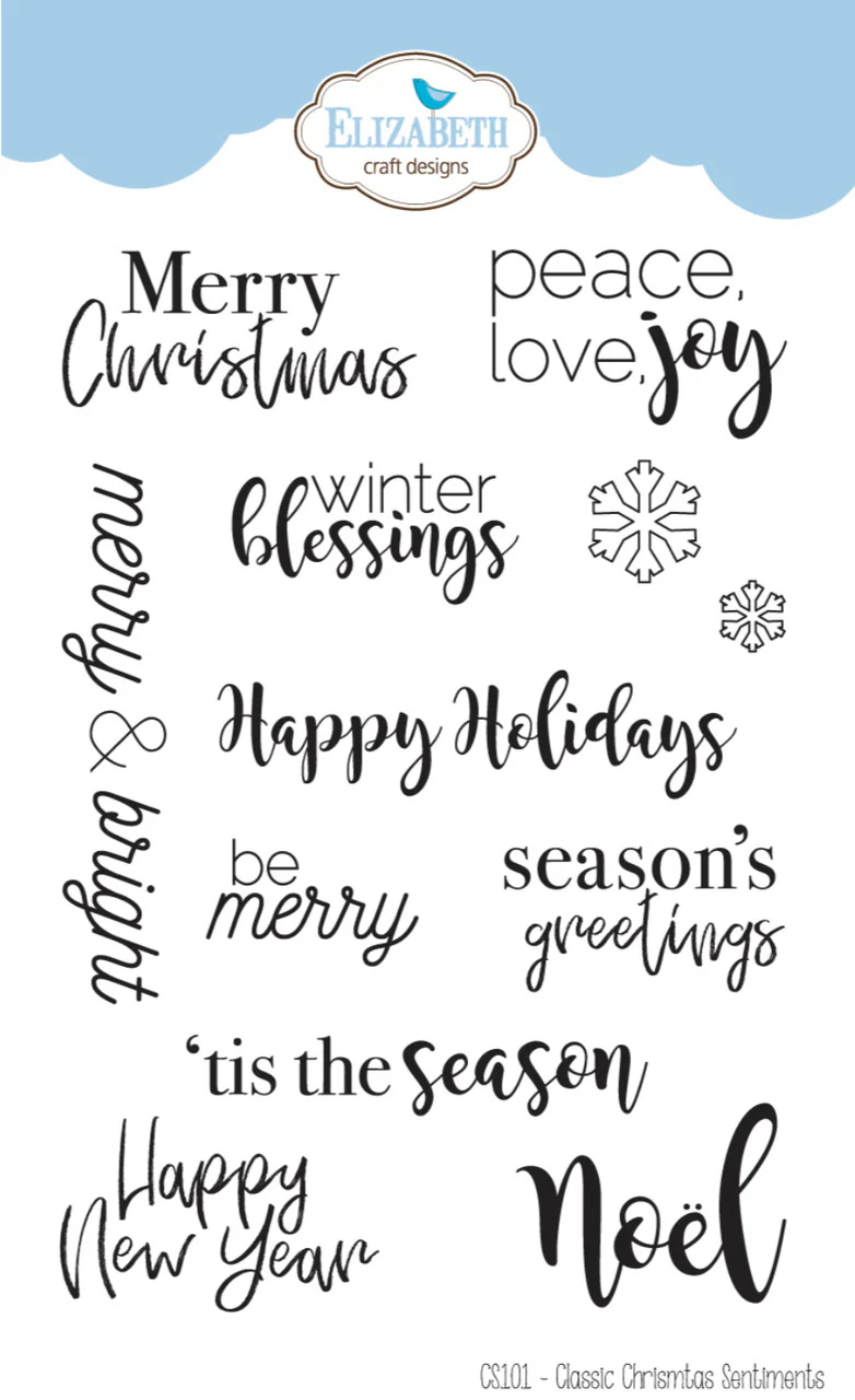 Elizabeth Craft Designs Classic Christmas Sentiments Stamp Set