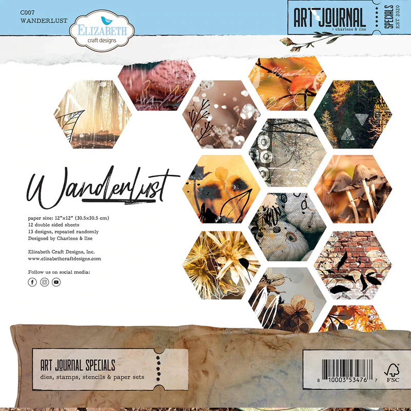 Elizabeth Craft Designs Wanderlust 12โ x 12โ Paper Pack