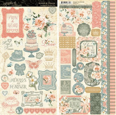 Graphic 45 Always & Forever Cardstock Sticker Set - Image 2