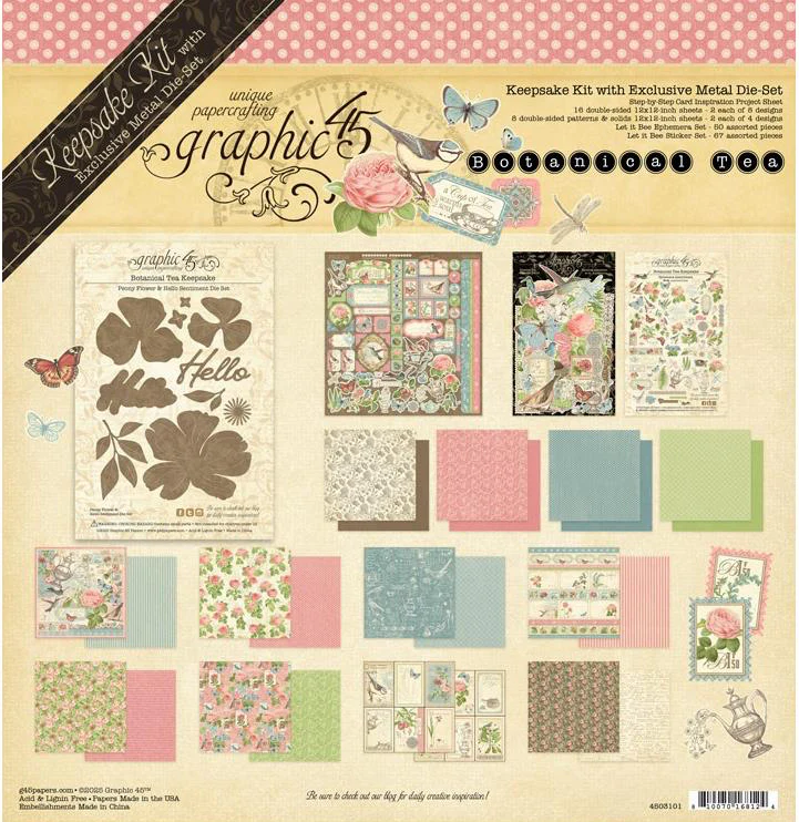 Graphic 45 Botanical Tea - Keepsake Kit (with Exclusive Metal Die Set)
