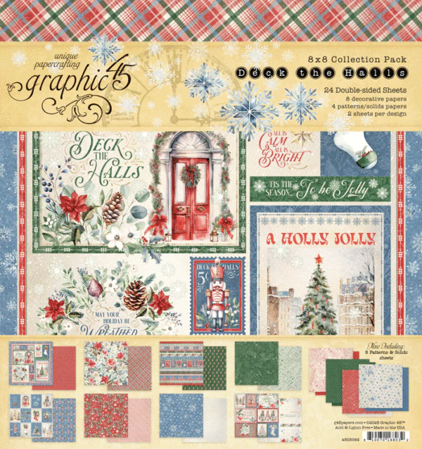 Graphic 45 Deck the Halls 8” x 8” Collection Pack