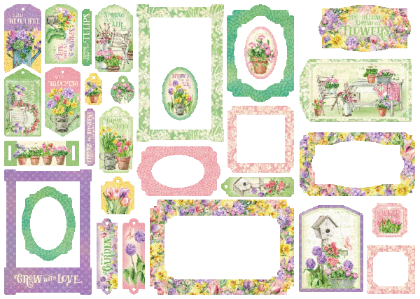 Graphic 45 Grow With Love Chipboard Tags & Frames