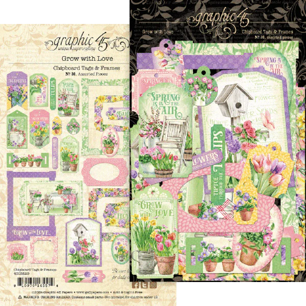 Graphic 45 Grow With Love Chipboard Tags & Frames - Image 2