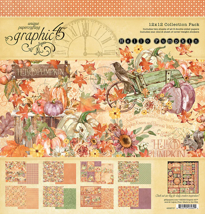 Graphic 45 Hello Pumpkin 12x12 Collection Pack with Stickers