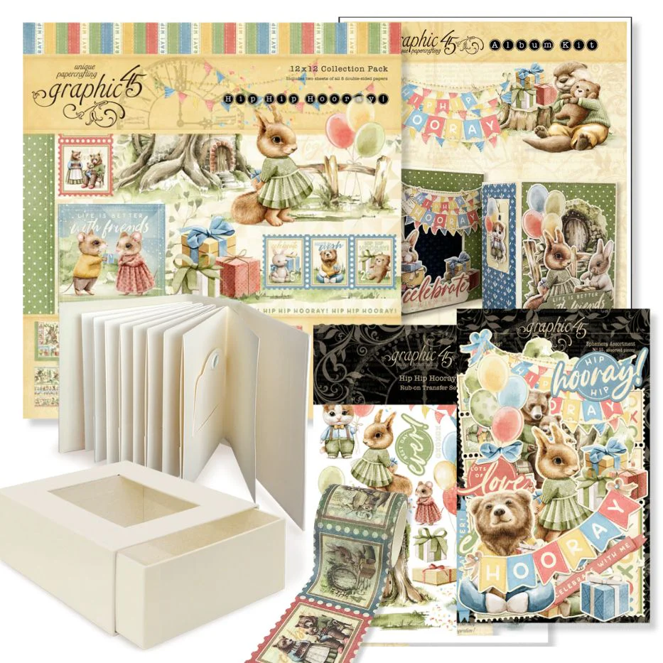 Graphic 45 Hip Hip Hooray - Mini Album & Matchbook Box 2025 Kit 4 - Image 3