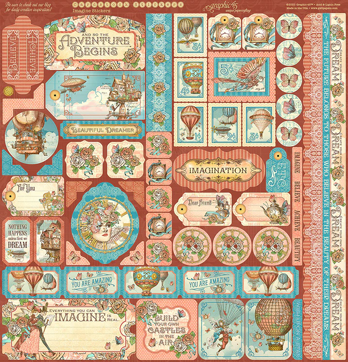 Graphic 45 Imagine Collector’s Edition 12” x 12” Collection Pack with Stickers - Image 10
