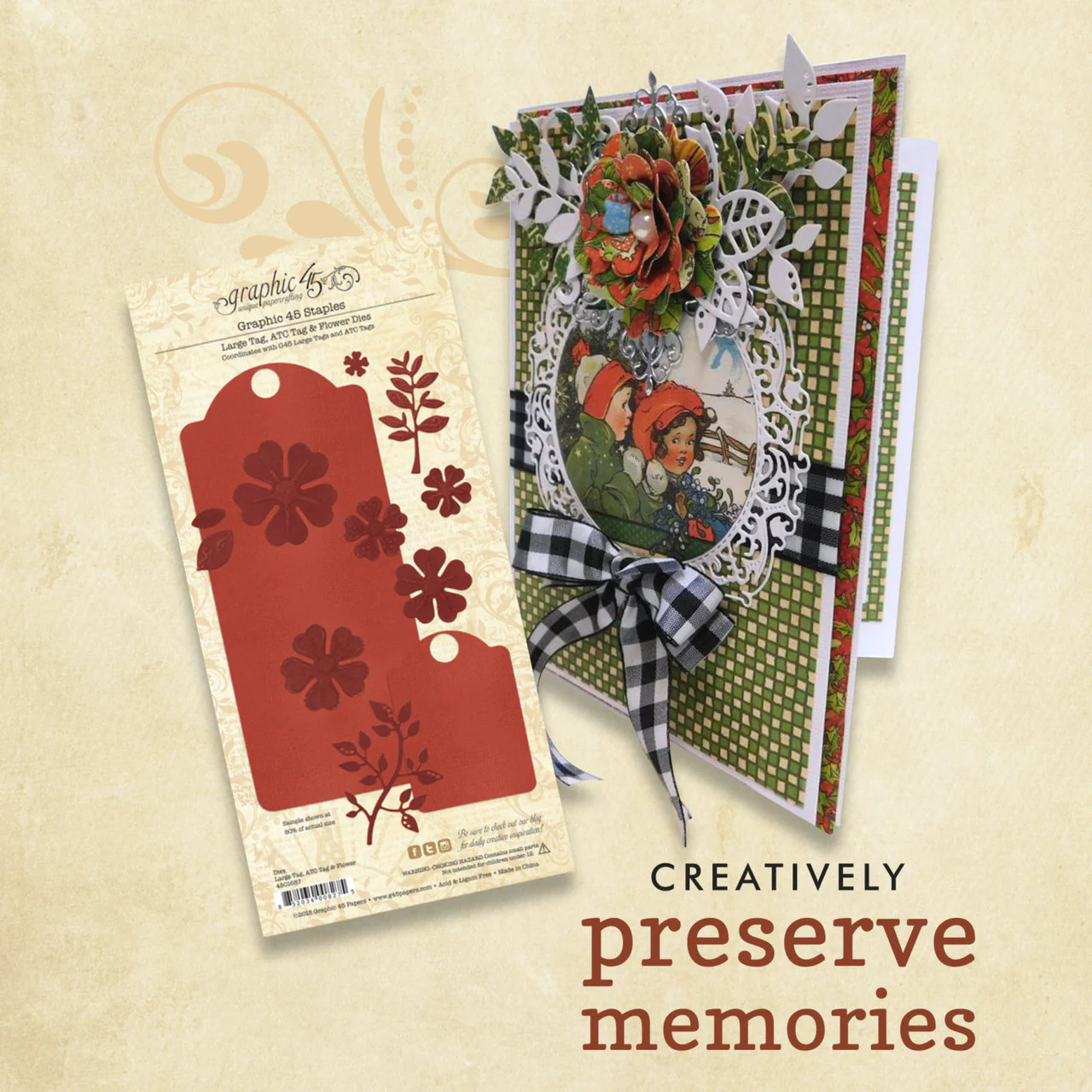 Graphic 45 Large Tag, ATC Tag & Flower Metal Dies - Image 3