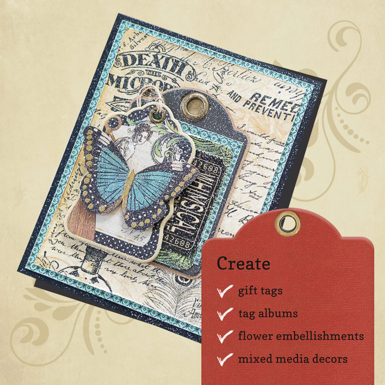 Graphic 45 Large Tag, ATC Tag & Flower Metal Dies - Image 4