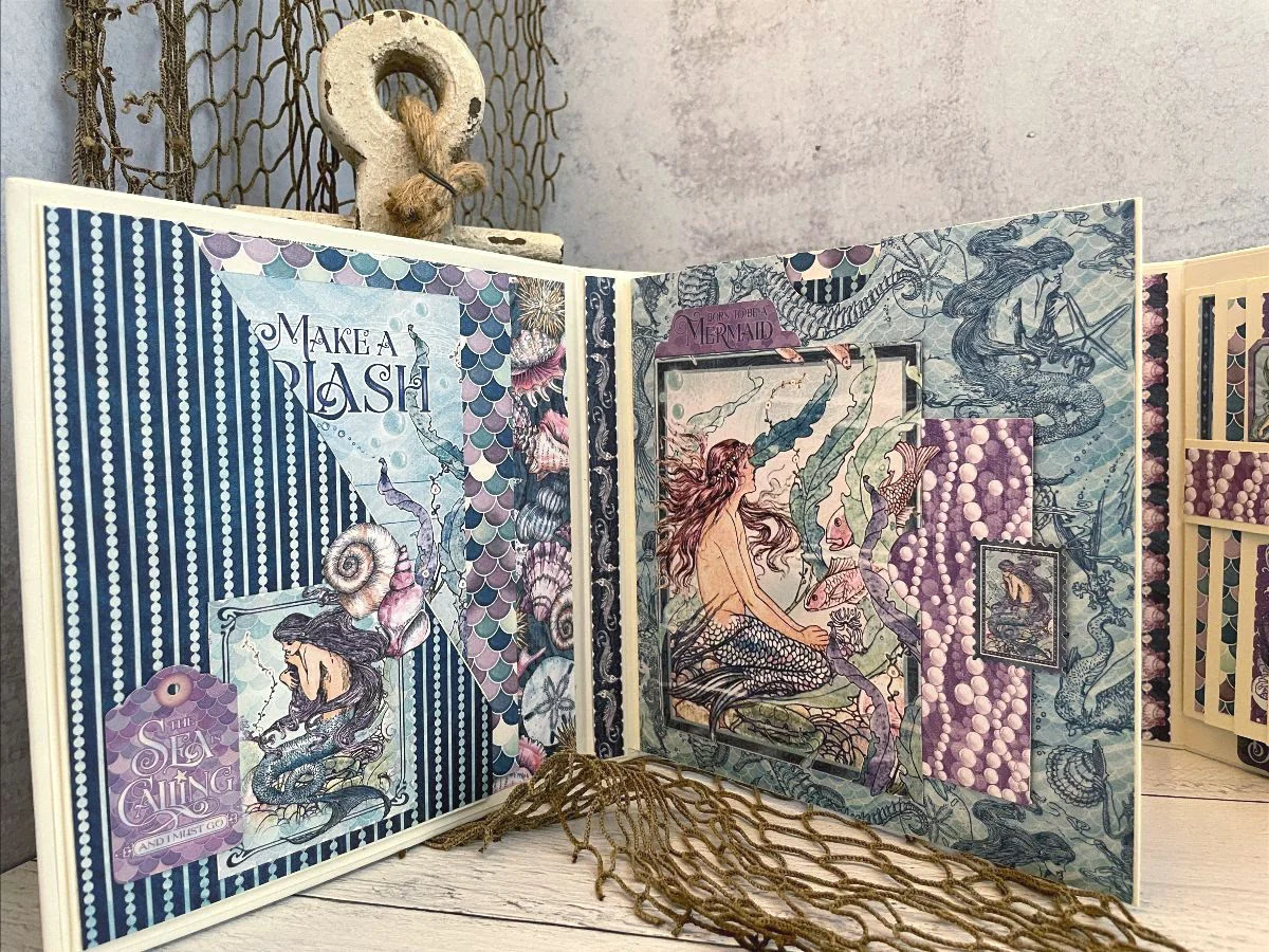 Graphic 45 Make A Splash - Trifold Waterfall Folio Album Monthly Kit 2023 Vol 6 - Image 7