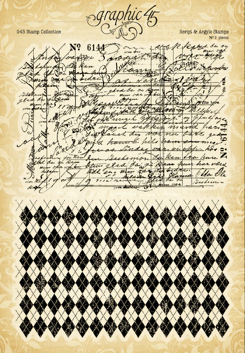 Graphic 45 Script and Argyle Stamps - Image 4