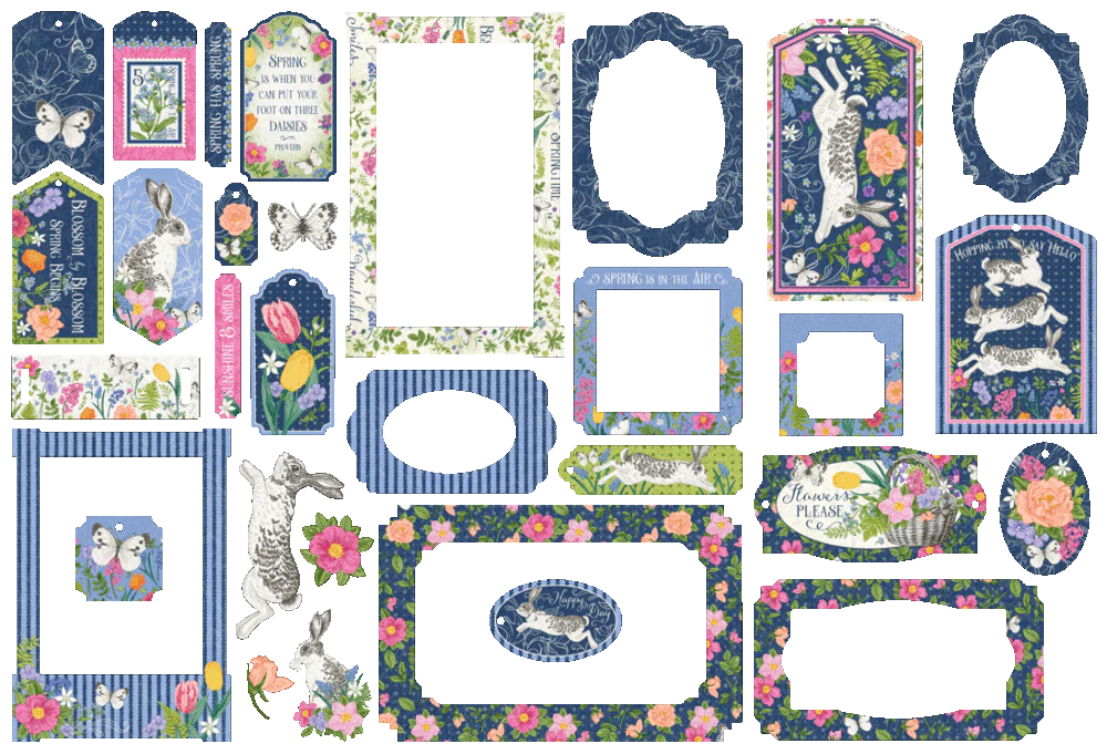 Graphic 45 Spring is in the Air Chipboard Tags & Frames