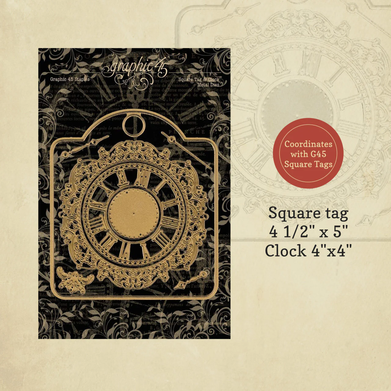 Graphic 45 Square Tag & Clock Metal Dies - Image 3
