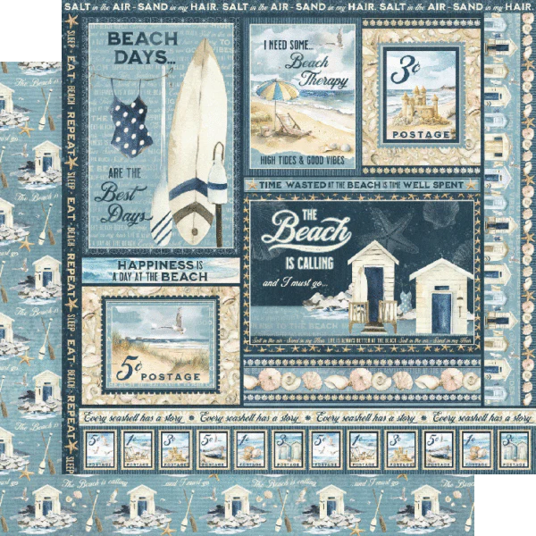 Graphic 45 The Beach Is Calling 8” x 8” Collection Pack - Image 4