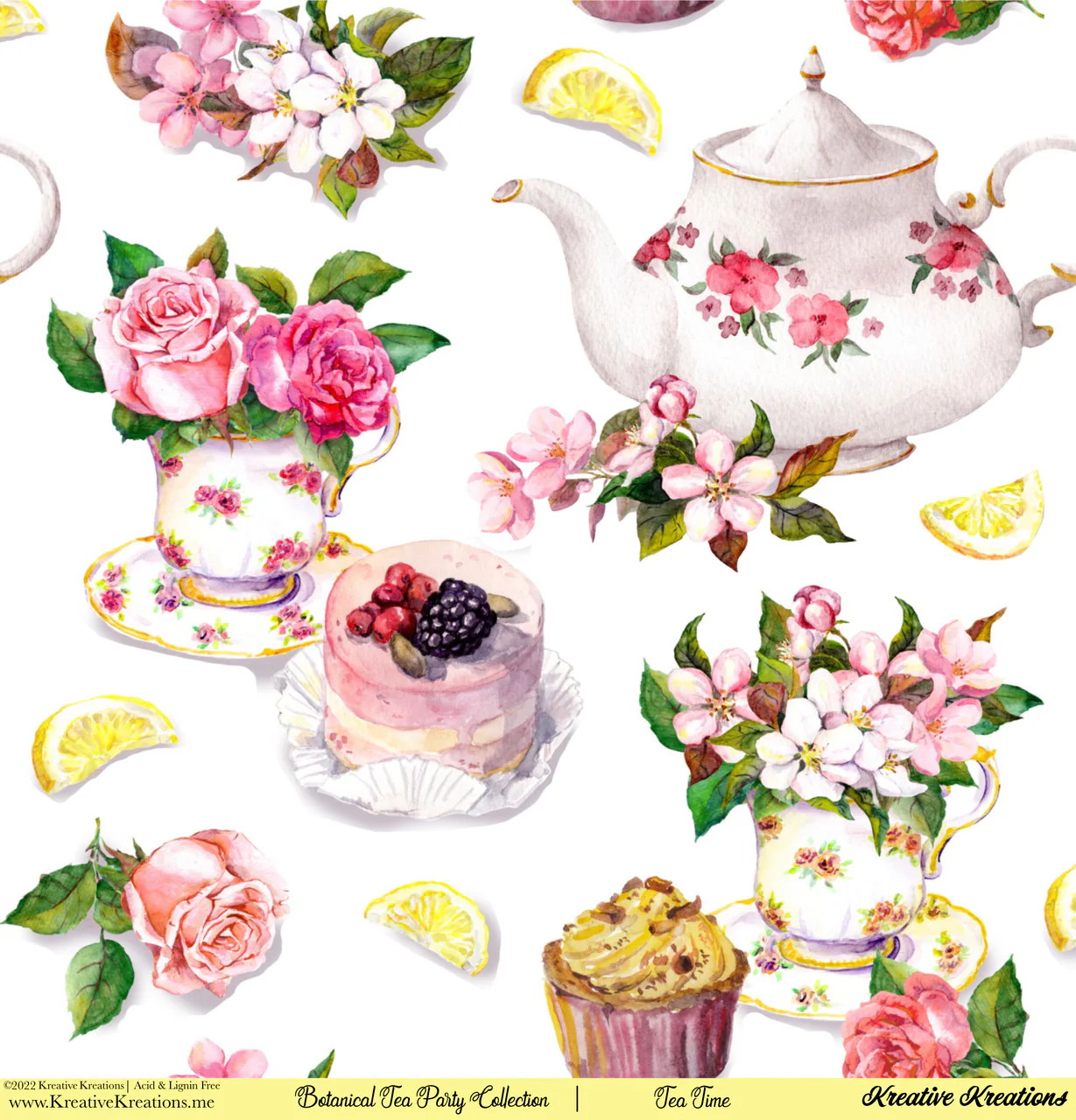 Kreative Kreations Botanical Tea Party 12” x 12” Paper Collection - Image 2