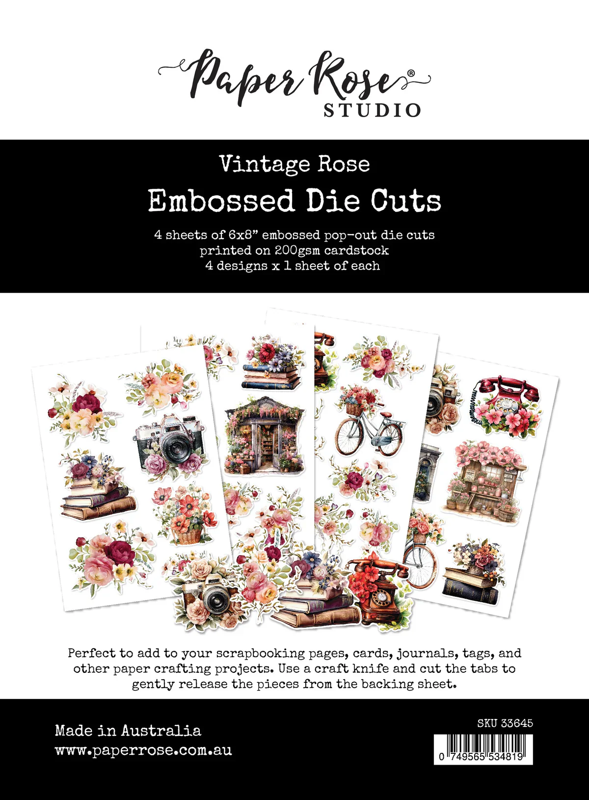 Paper Rose Studio Vintage Rose Embossed Die Cuts