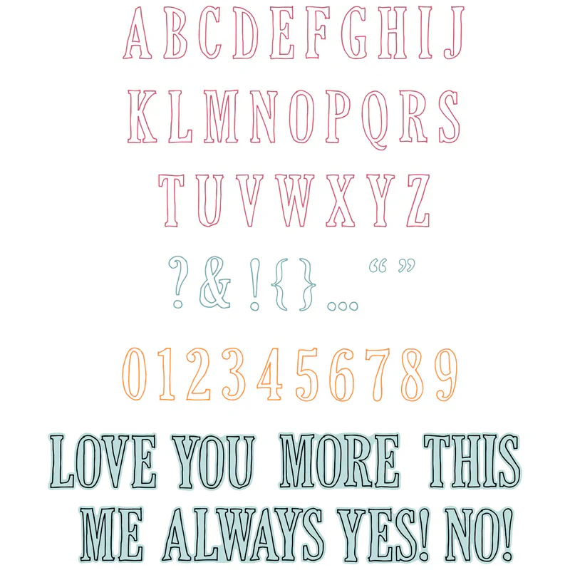 Sizzix Framelit Die Set w/Stamps - Fine Line Alpha 01 by 49 & Market - Image 2