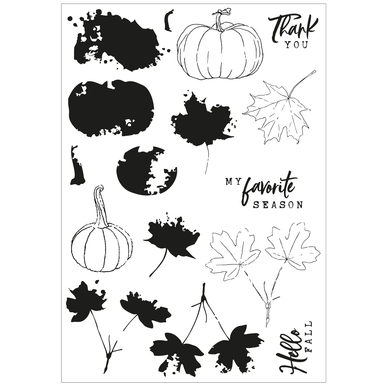 Sizzix Framelit Die Set w/Stamps - Pencil Line Harvest by 49 & Market - Image 2