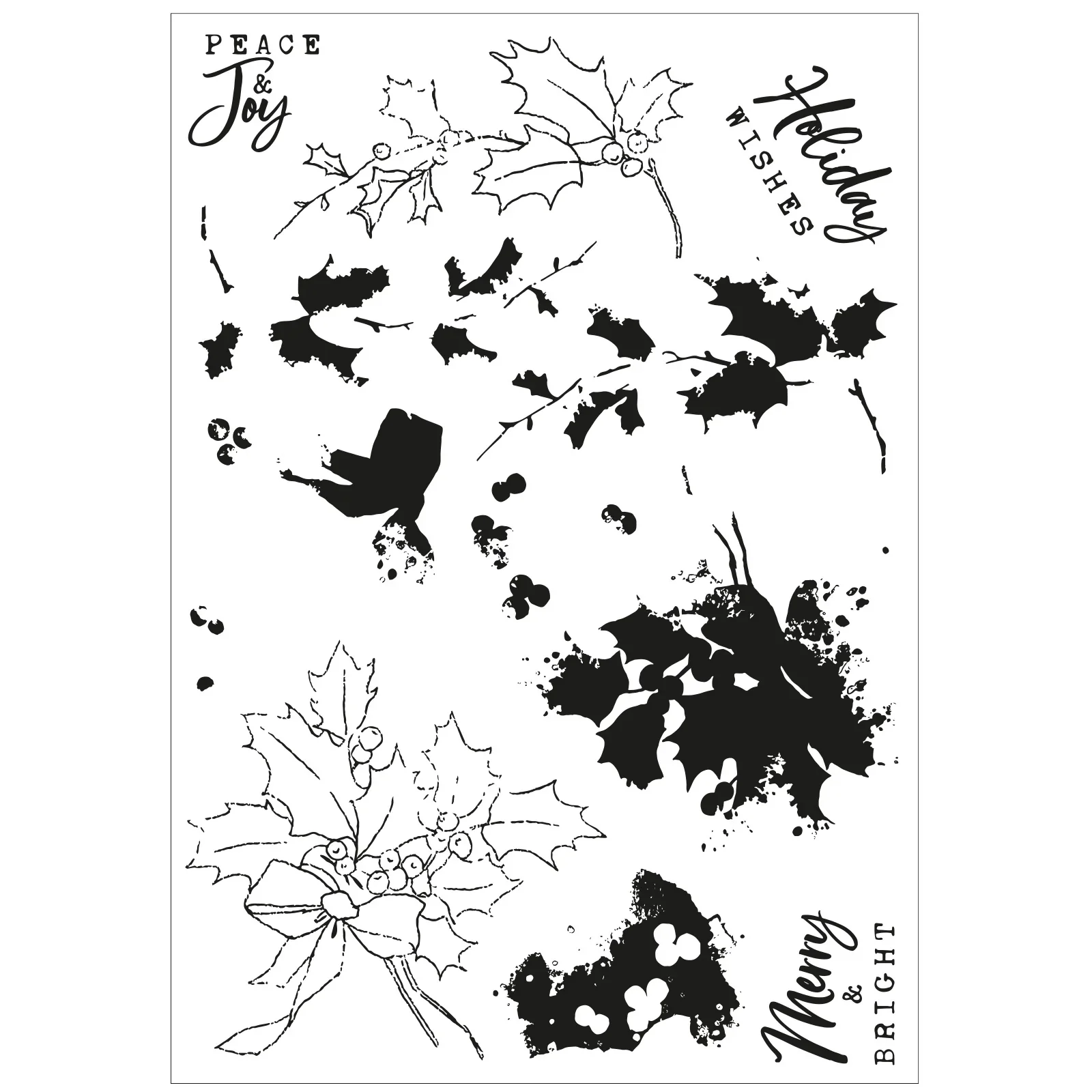 Sizzix Framelit Die Set w/Stamps - Pencil Line Holly by 49 & Market - Image 3