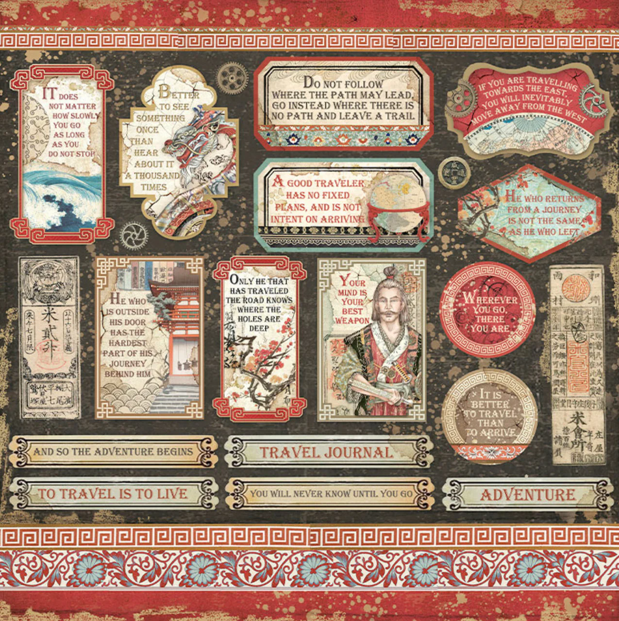 Stamperia (12"x12") Double Face Paper Pack -  Sir Vagabond in Japan - Image 14