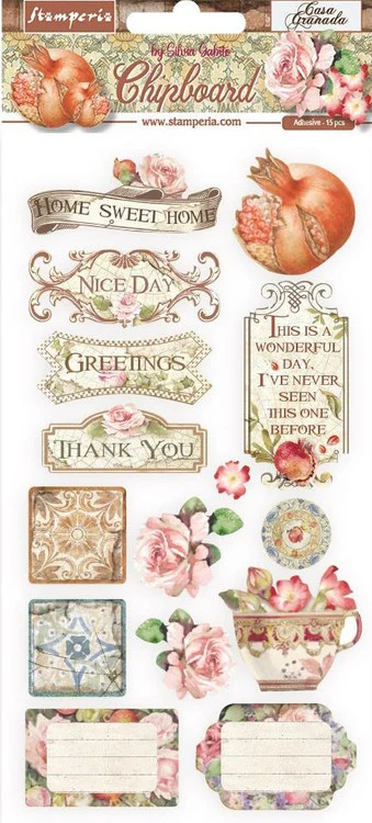 Stamperia Adhesive Chipboard - Casa Granada - Image 2