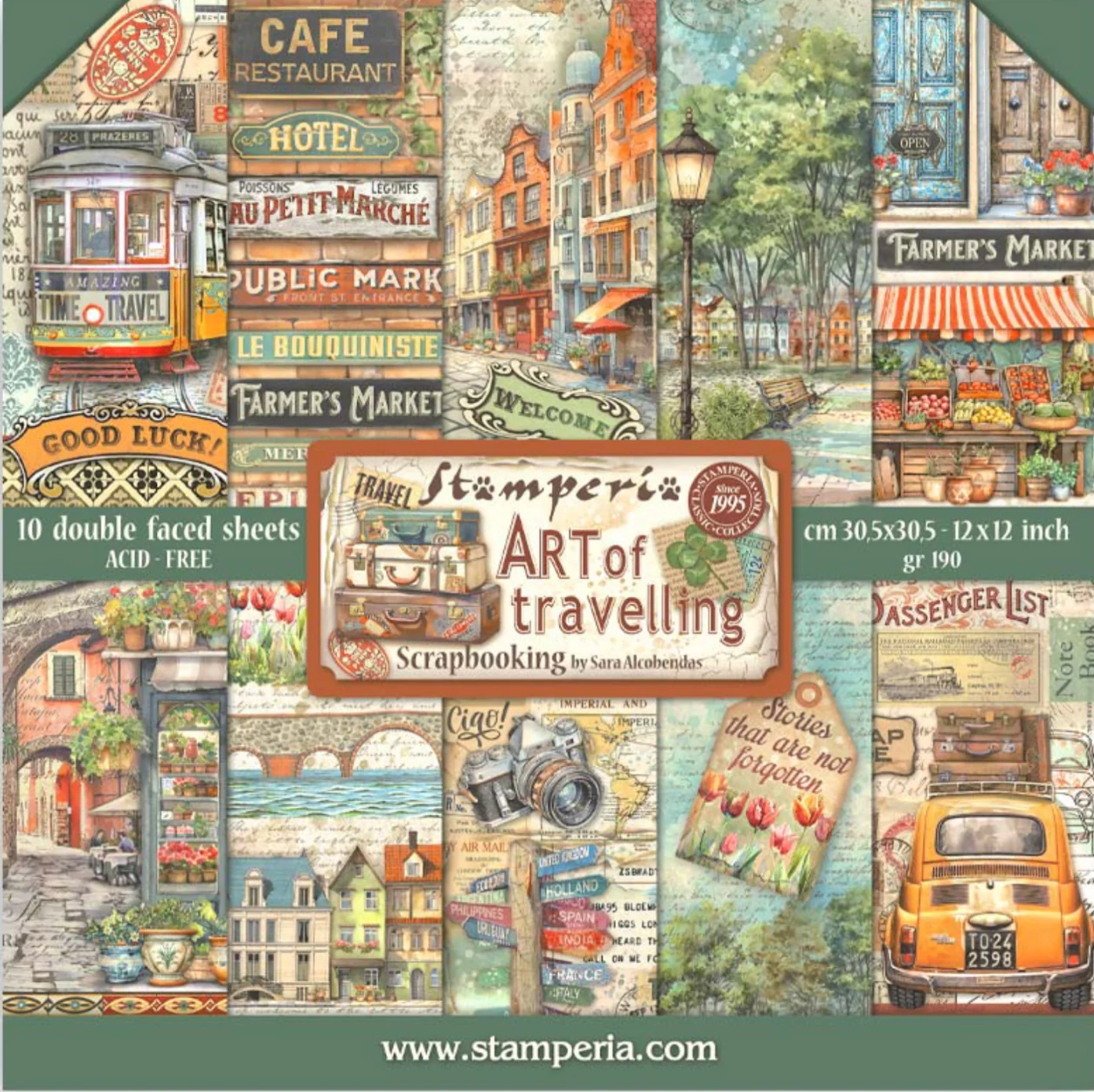 Stamperia Art of Travelling 12โ x 12โ Paper Pad