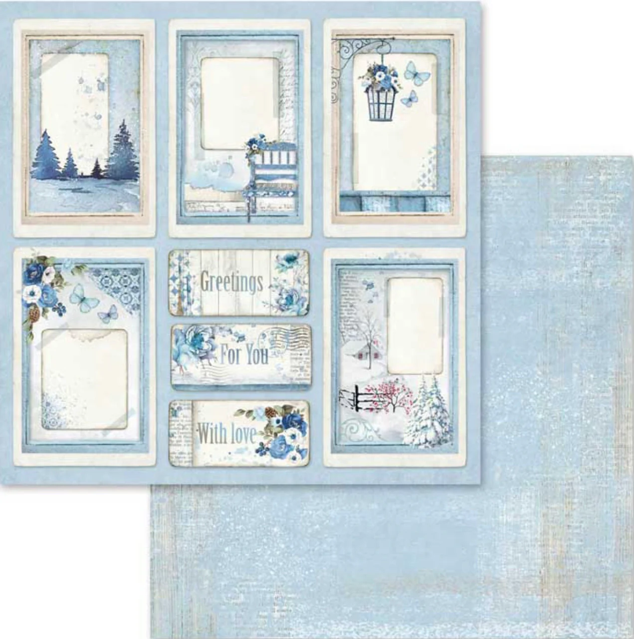 Stamperia Blue Land Paper Pack 12” x 12” - Image 4