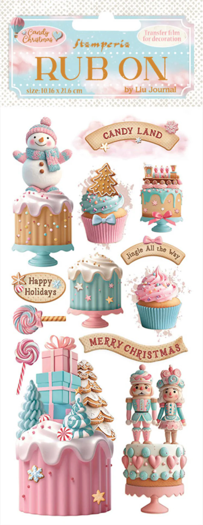 Stamperia Candy Christmas Rub On - Cakes