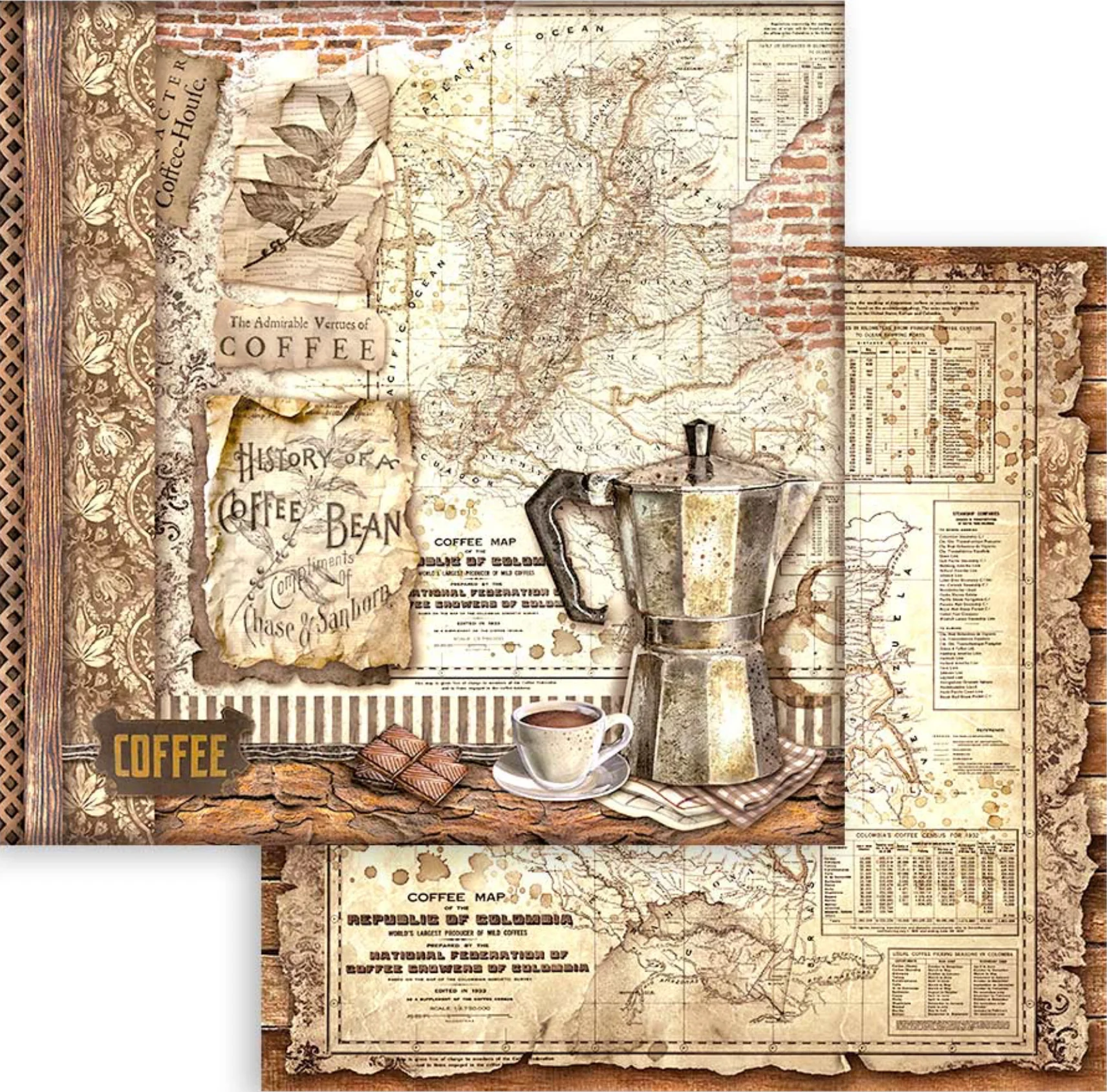 Stamperia Coffee and Chocolate 12” x 12” Paper Collection - Image 6