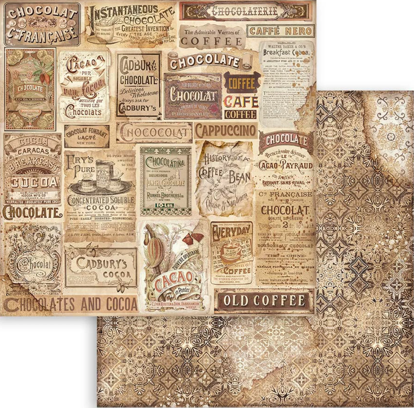 Stamperia Coffee and Chocolate 8” x 8” Paper Collection - Image 2