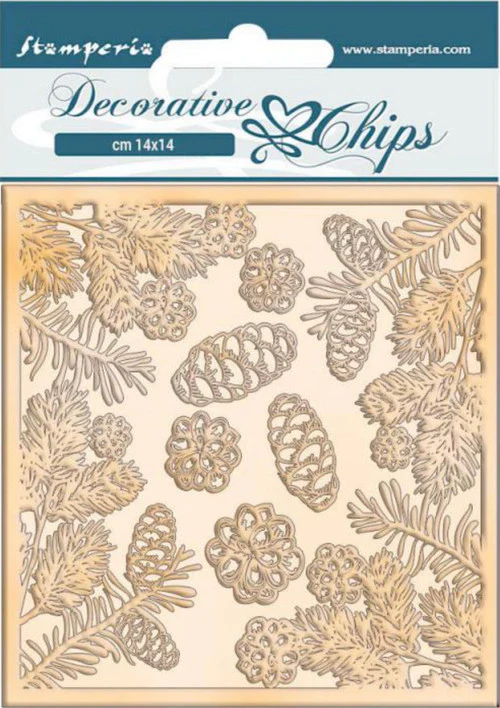 Stamperia Decorative Chips - Romantic Christmas Pinecones - Image 2